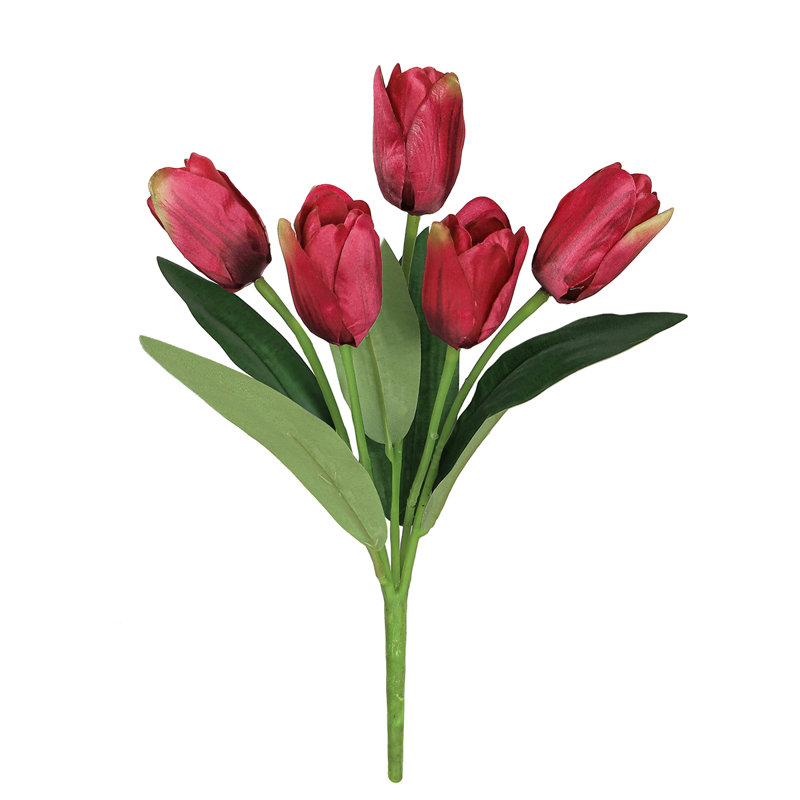 Bouquet de tiges de tulipes artificielles, Rouge bourgogne