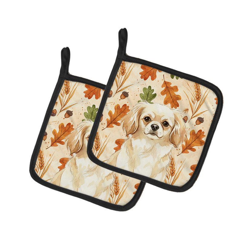 Paire de porte-casseroles crème tibétain Spaniel Heirloom