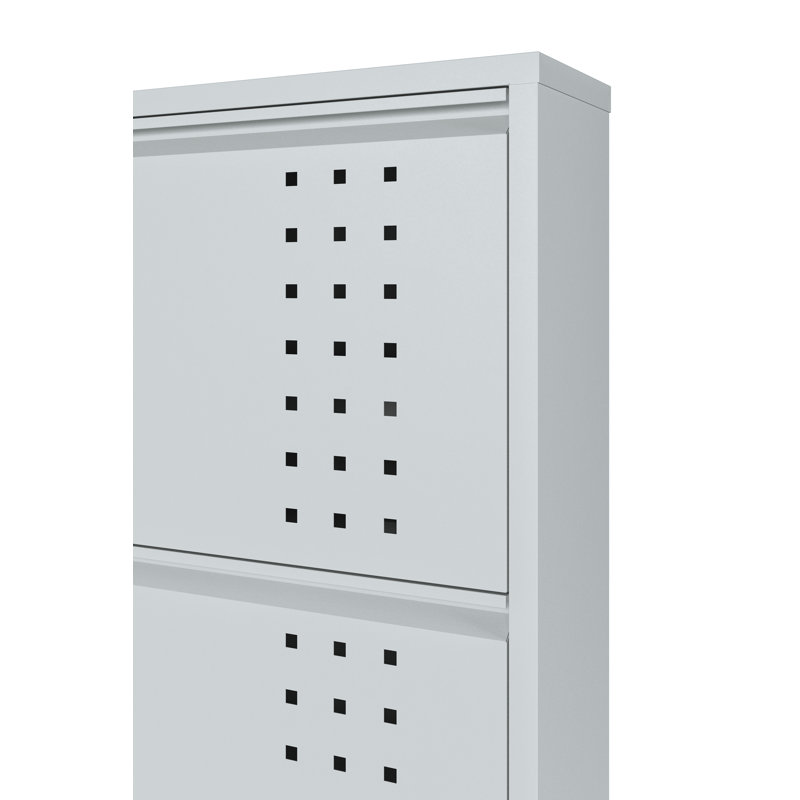 Armoire à chaussures en métal à 3 portes AYK avec ventilation avant, Gris clair
