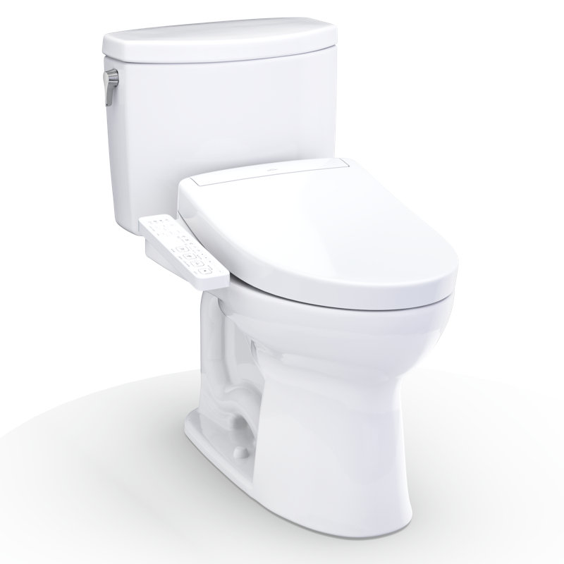 TOTO® WASHLET+® Drake® II 1G® Two-Piece Elongated 1.0 GPF Toilet and WASHLET+® S2 Bidet Seat, Cotton White - MW4543346CUFG#01