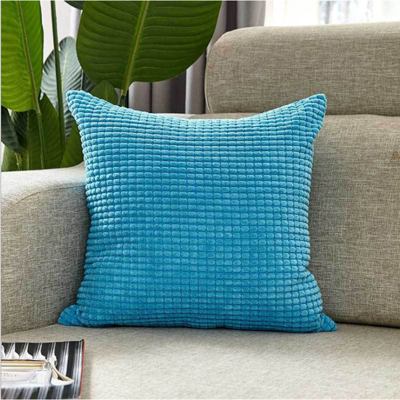  Housse de coussin carrée en polyester, Bleu, 18 po x 18 po