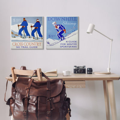 Cross Country Skiing Posters 2, ensemble d'art mural sur toile par Graffi * Tee