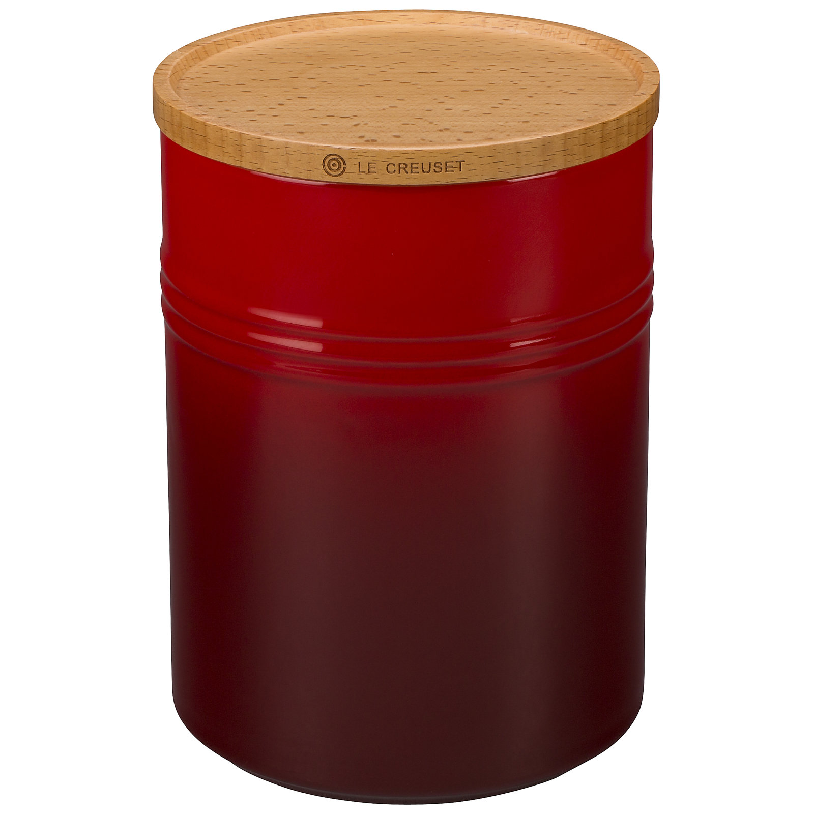 Stoneware Kitchen Canister, Cerise, 8" H x 5.5" W x 5.5" D