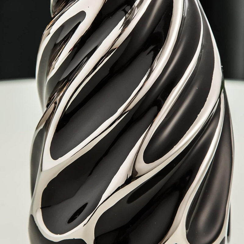 Black Silver Vase, Black