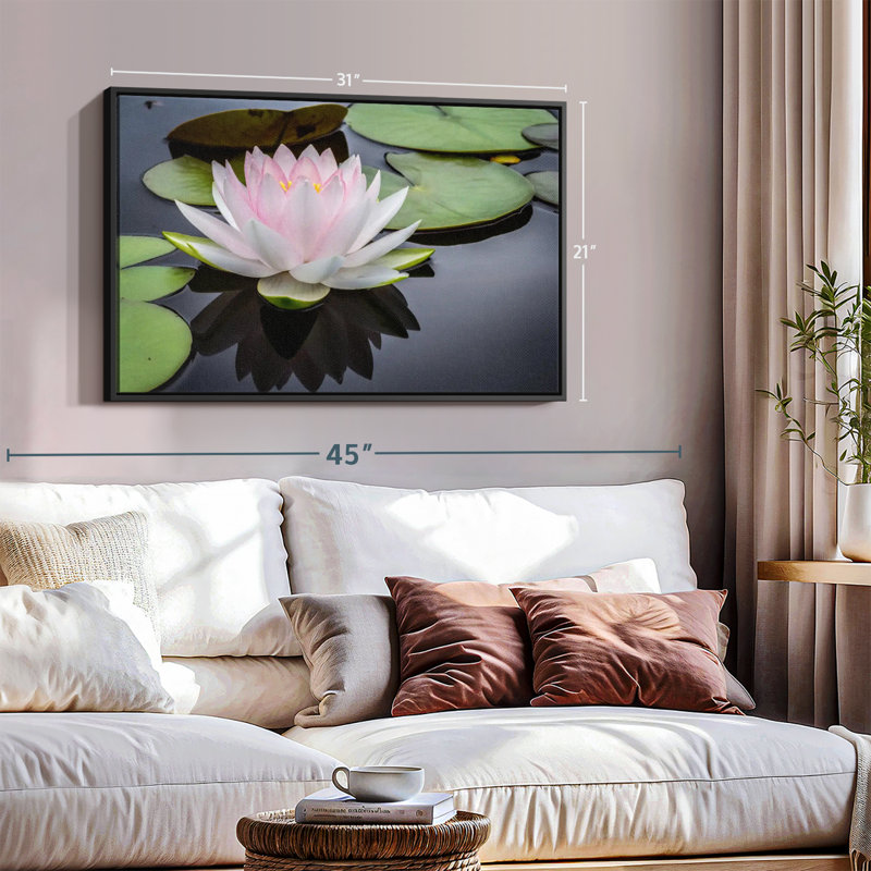 Floral et botanique «Lotus rose blanc», H 21 po x l 31 po