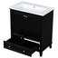 Meuble-lavabo de salle de bain avec lavabo - 30 po, noir, cadre solide et armoire de rangement 30 po et tablette de rangement multifonctionnelle-64884735