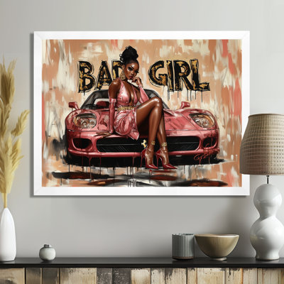 «Bad Girls Love Fast Cars - Fashion Girl Power», reproduction d'art mural