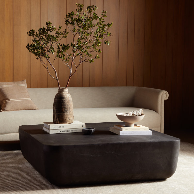 Basil Outdoor Square Coffee Table, Aged Gray