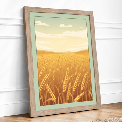 Golden Wheat Field Rustic - Framed Print
