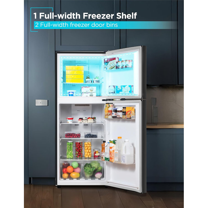 BLACK + DECKER 12.1 Cu. Ft. Top Mount Refrigerator with Freezer, 2 Door Refrigerator with Top Freezer and Adjustable Temperature Control, For Homes and Apartments, ENERGY STAR, BR1210HB, Black