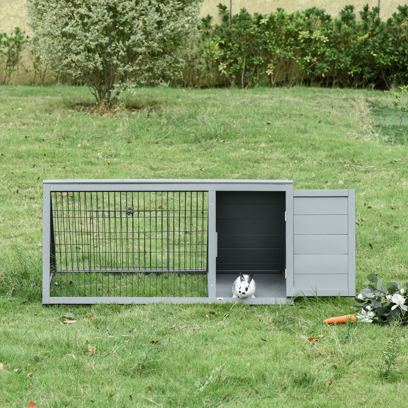 Cage à lapin résistante aux intempéries Maurice, bois, Gris