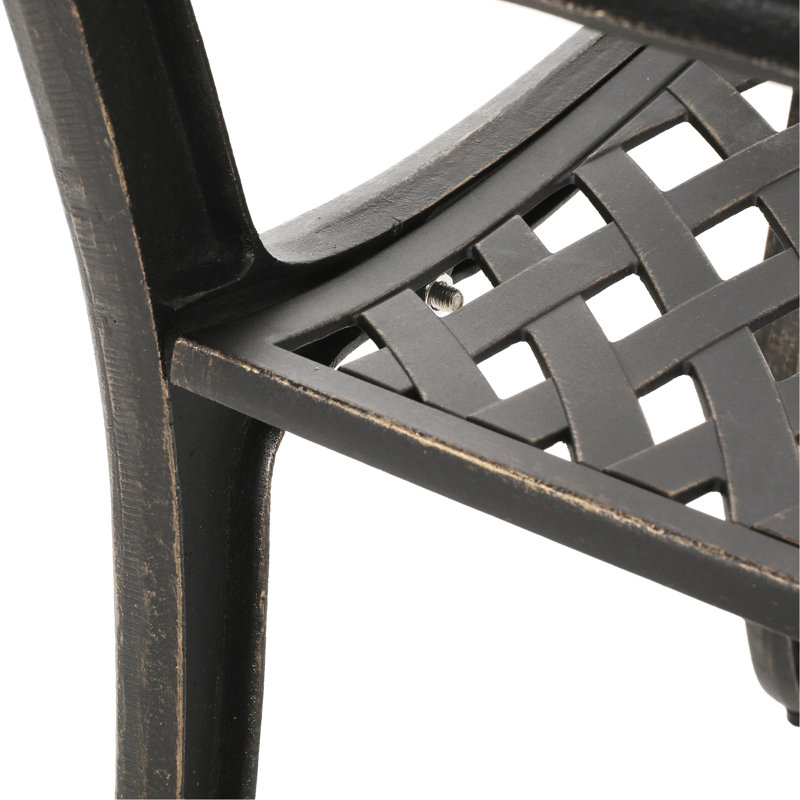 2Pcs Copper Cast Aluminum Patio Seating Chairs - Detachable Back Of 2, Finish, Rust-, Comfortable Seat, Cloud-Like