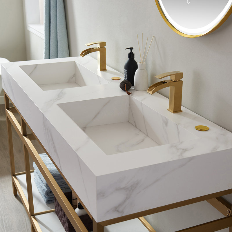 Bilbao 72'' Double Bathroom Vanity, Brushed Gold, VNOV2104