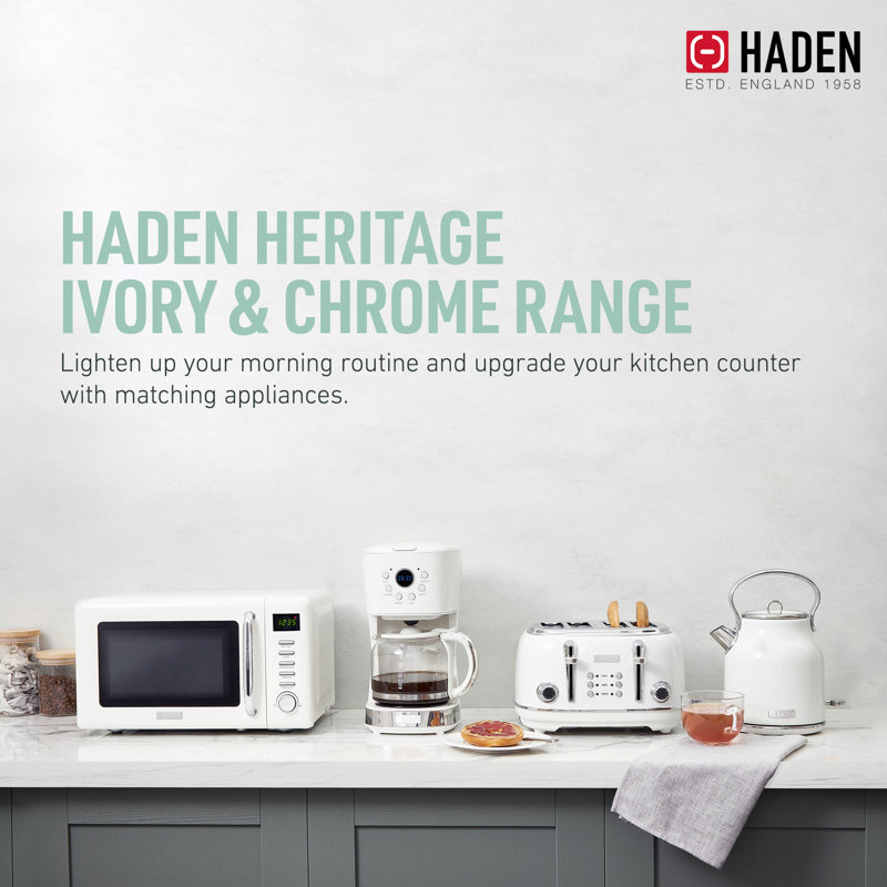 Ivory Stainless Steel 4-Slice Toaster with Wide Slots