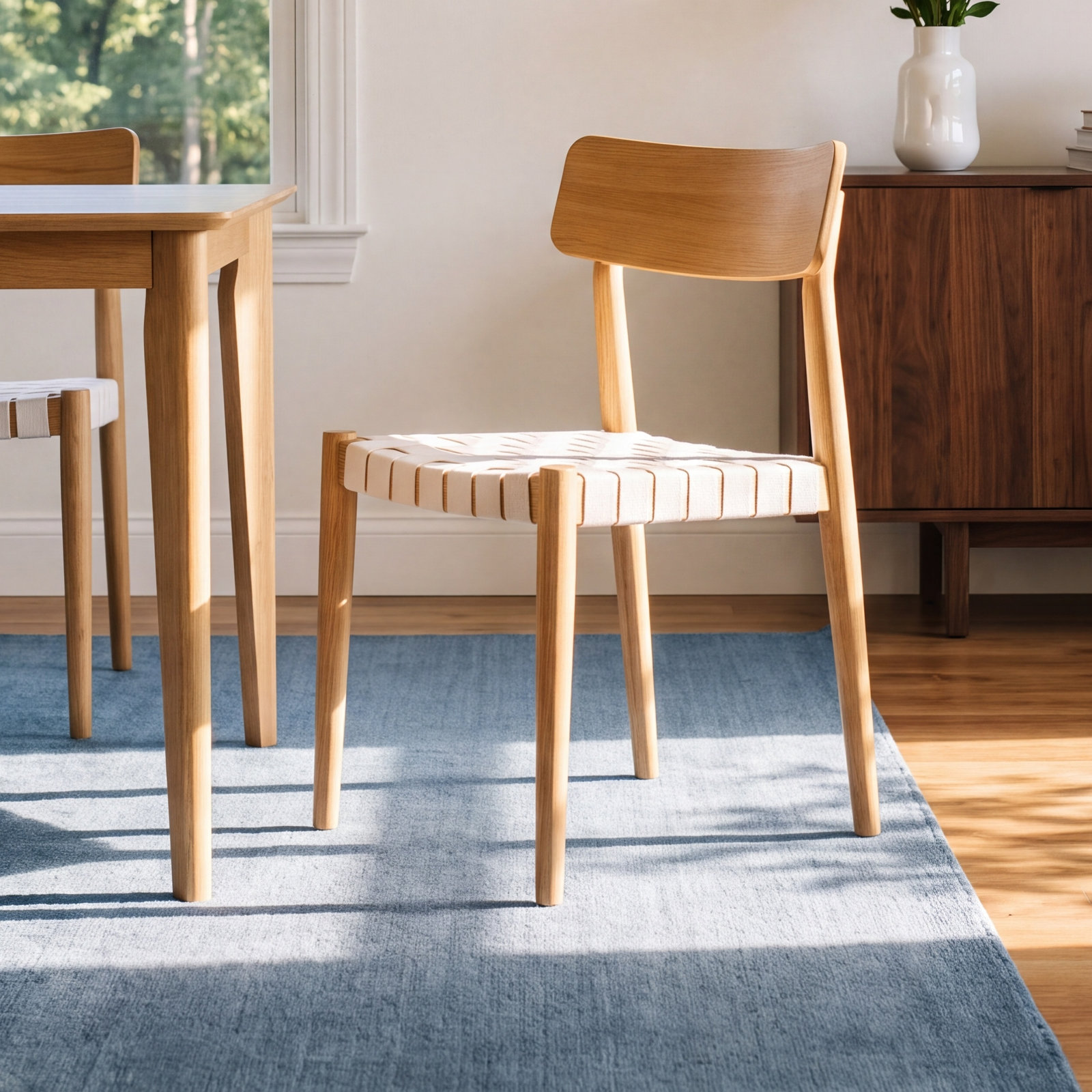 Cosme Dining Armchair, White/Light Wood