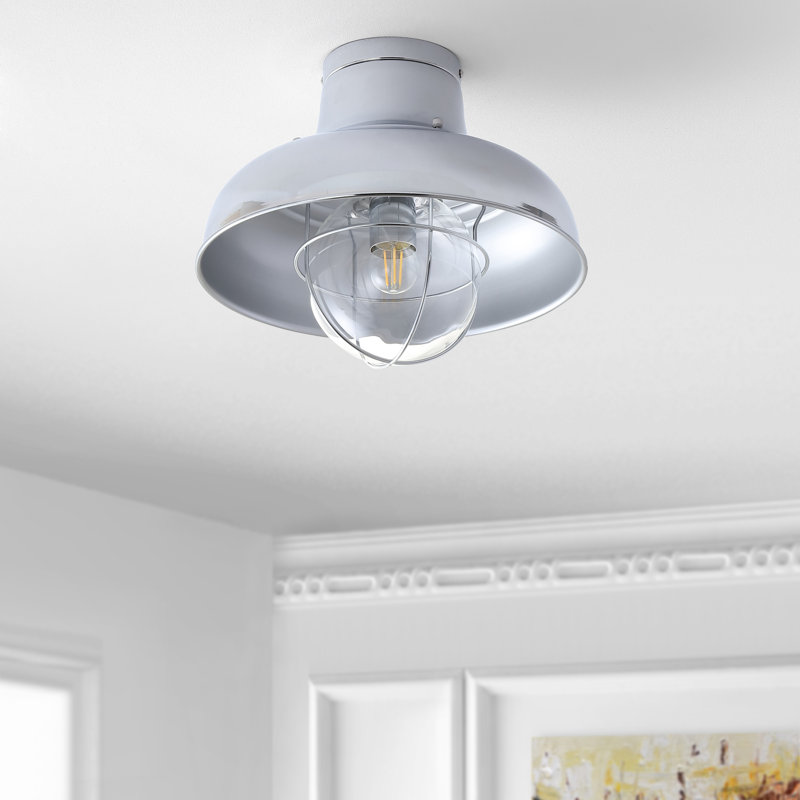 Plafonnier semi-encastré 13 po 1 lumières simple Sadler, Chrome
