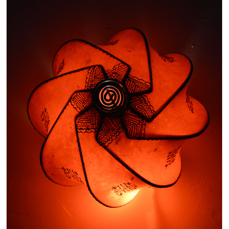 Handmade Moroccan Leather Ceiling Chandelier Orange  Atkins