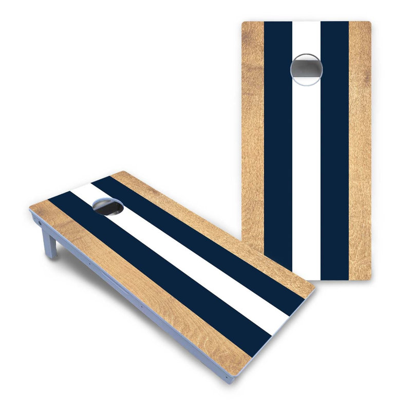 Ensemble de cornhole en composite marine et blanc à rayures toutes saisons, Ajouter un étui de transport