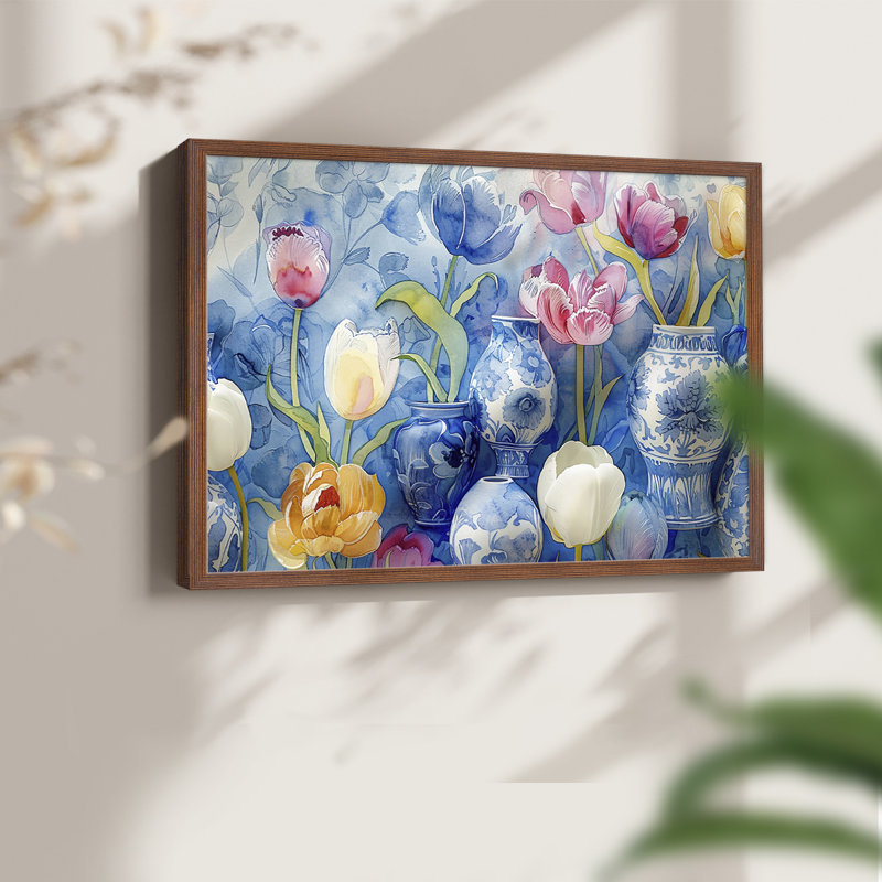 Série florale - LXIX - reproduction encadrée, H 8 po x l 10 po, Noyer