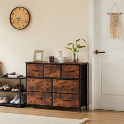 Commode verrouillable 7 tiroirs, meubles de rangement autoportants pour chambre à coucher