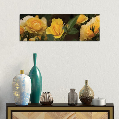 Close-Up Of Yellow Rose Flowers by Panoramic Images - Wrapped Canvas Panoramic Print