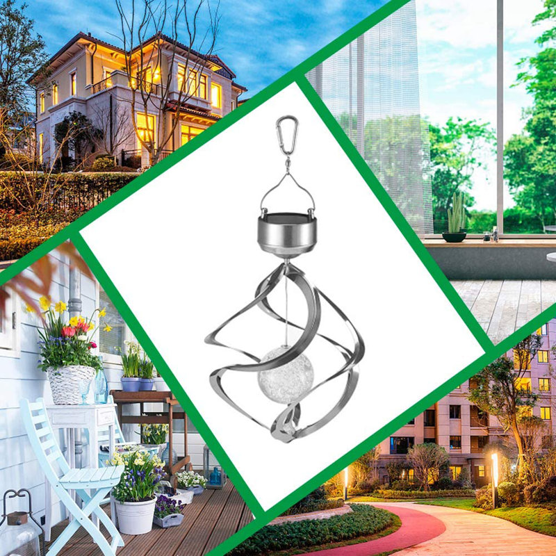 Luminaire suspendu d'extérieur à DEL à changement de couleur intégré solaire 7 po Sowaz