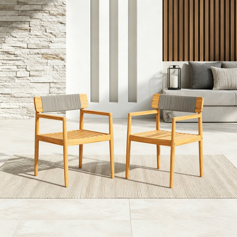 Chaise de patio, Grey,Teak