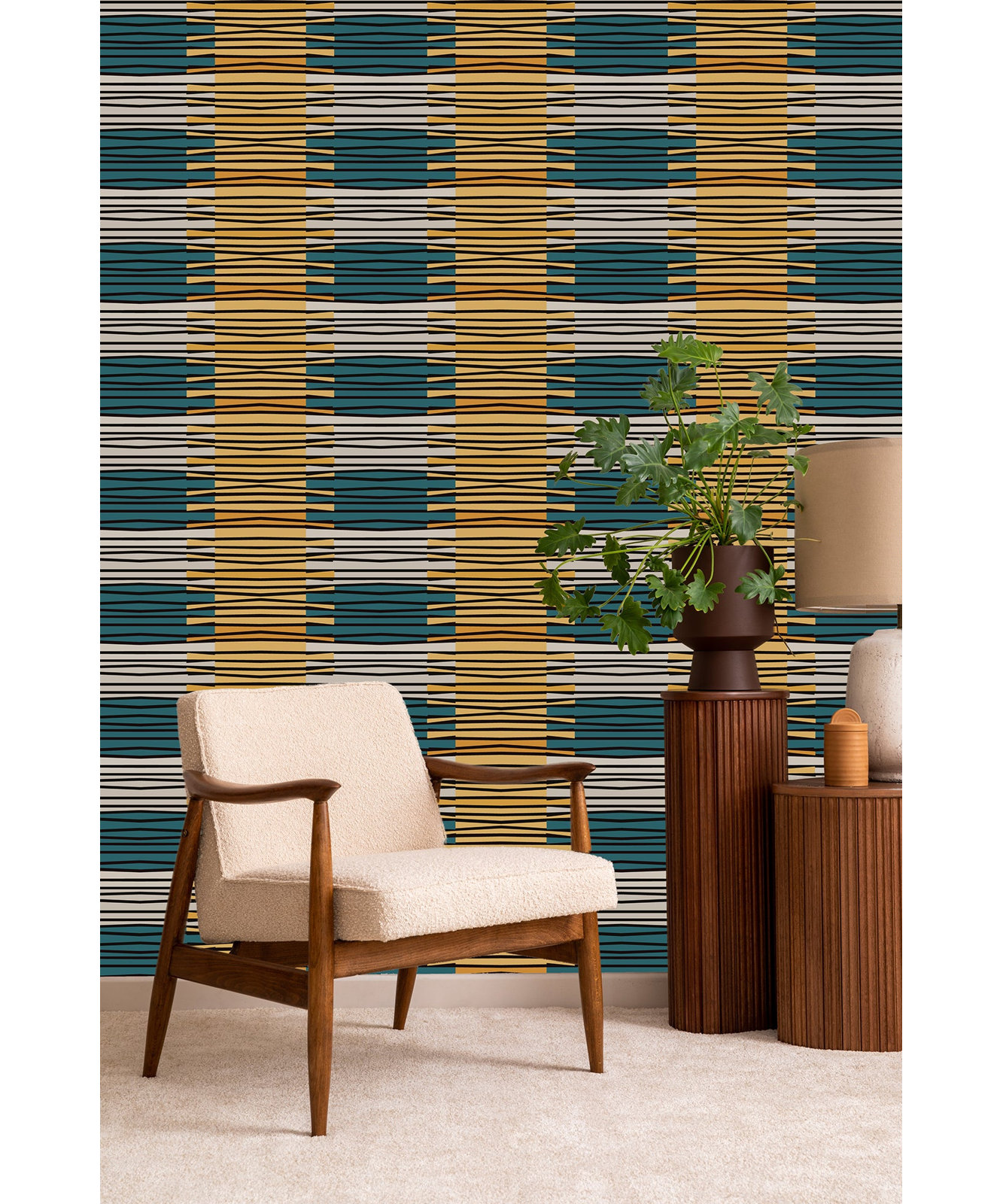 Zaire Wallpaper Roll, Teal, Peel & Stick, Self-adhesive