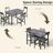 Modern Style 5-Piece Dining Table Set with 43.3"L x 27.6"D Rectangular Faux Marble Top Dining Table and 4 Velvet Upholstered Dining Chairs, 4-Person Dining Set with Under-Table Storage-2009480903