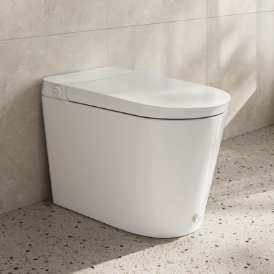 1-Piece 1.0 GPF Single Flush Smart Toilet in White with Foot Flush, Seat Included