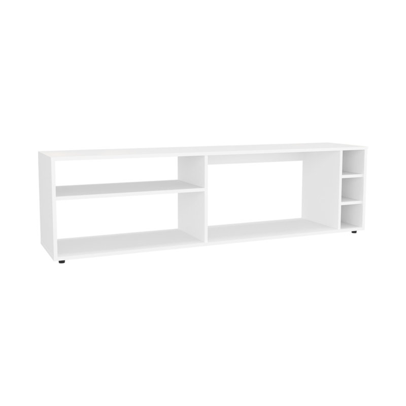 Meuble télé 63 po de large blanc avec 3 tablettes ouvertes, Blanc