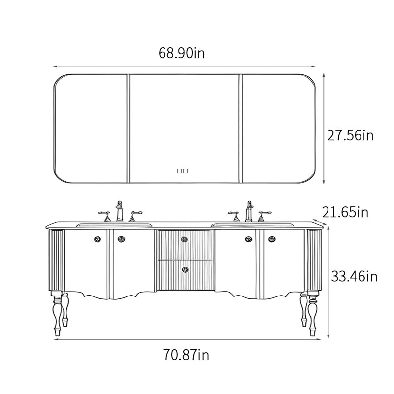 Bathroom cabinet modern simple style., 70.87", Black