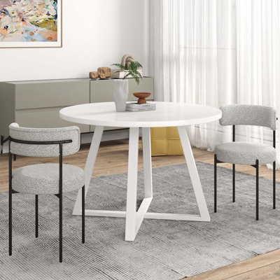 Ensemble de salle à manger 3 pièces, table à manger à tréteaux et 2 fauteuils bouclés