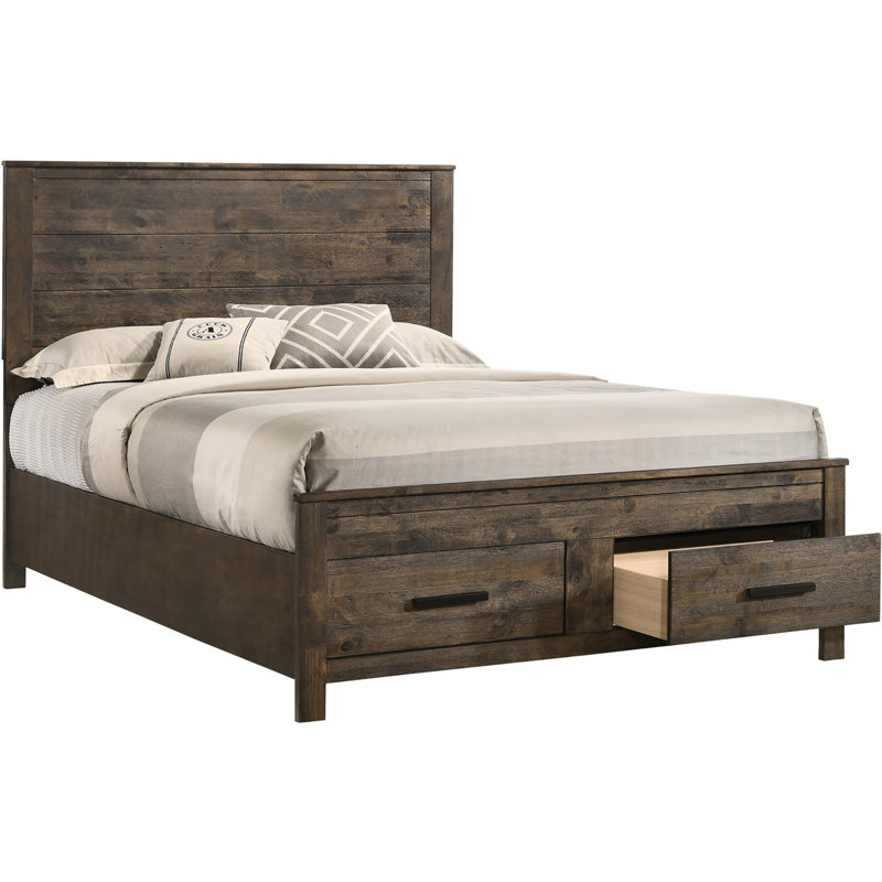 Rustic Golden Brown Queen Storage Bed