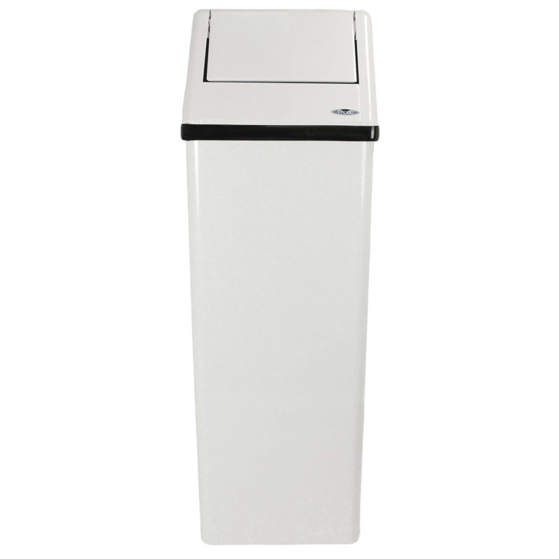 Steel Swing Top Trash Can, White, 28