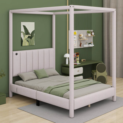 Hokuto Upholstered Canvas Canopy Bed