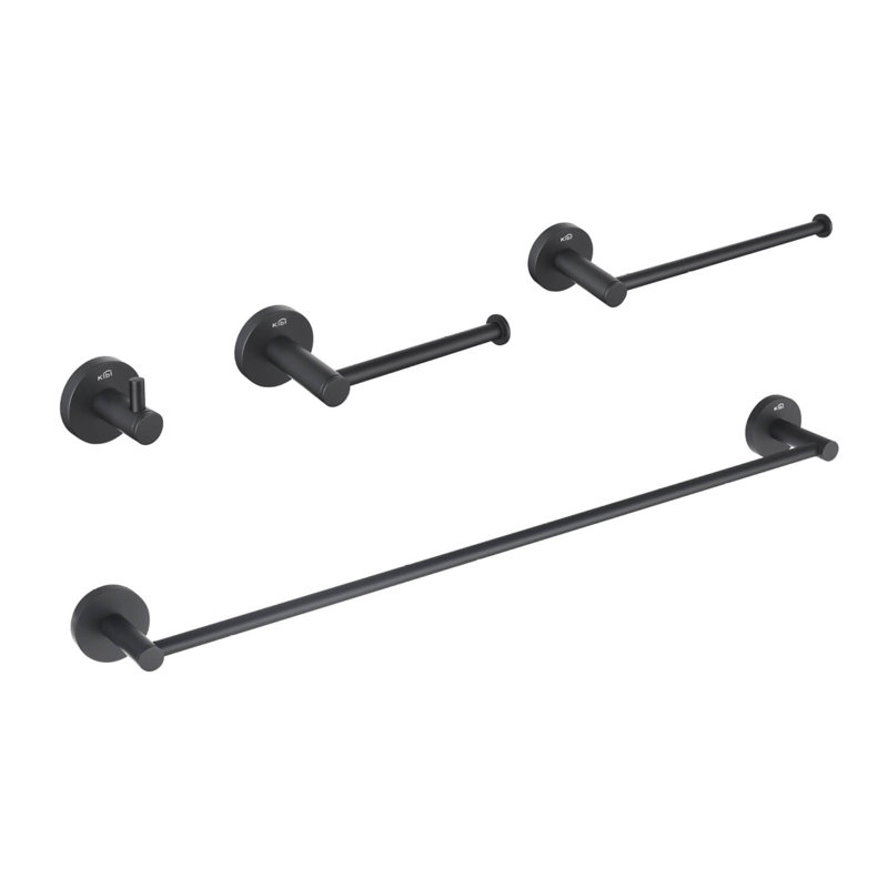 Ensemble de quincaillerie de salle de bain 4 pièces, Noir mat