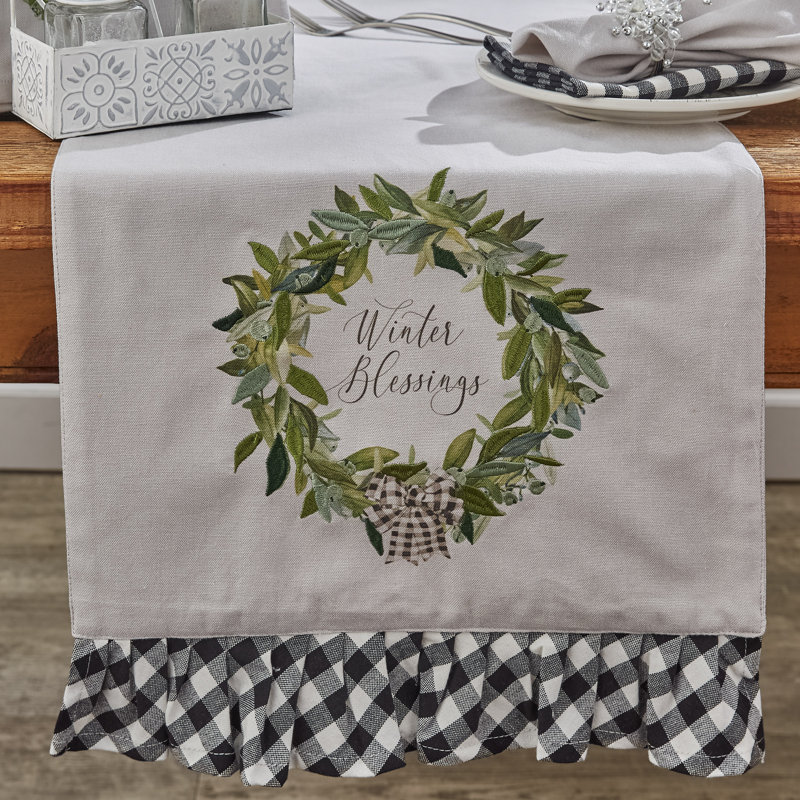 Winter Blessings Table Runner - Gray, 72" L x 15" W