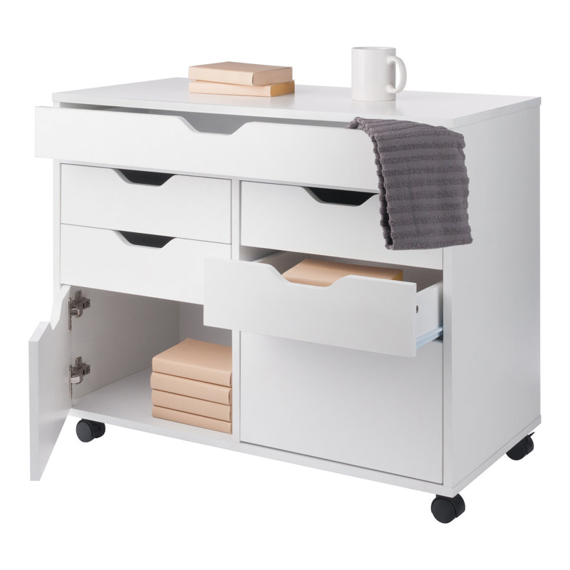 Armoire mobile à 5 tiroirs Sutton, H 26,12 po x l 32,12 po x P 15,87 po, Blanc