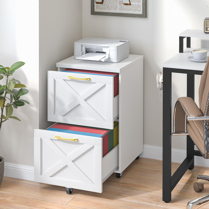 2 Drawer Small File Cabinet With Wheels, White