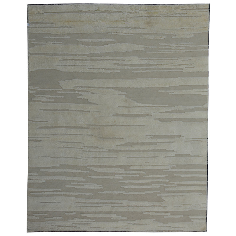 Wool Abstract Area Rug in Ivory, Rectangle 8' x 10'