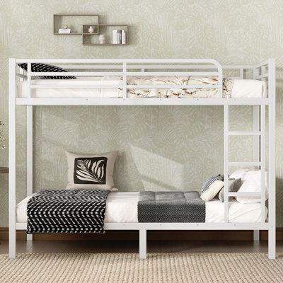 Metal Twin XL over Twin XL  Bunk Bed for Teens & Adults, Space-Saving, No Box Spring Needed, White