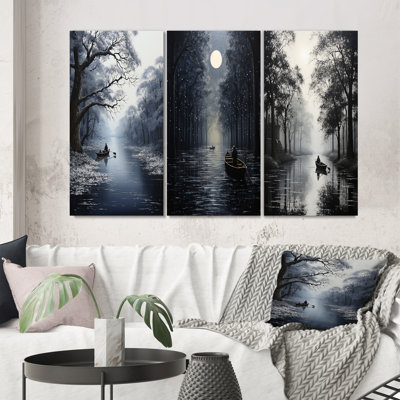 «Canal Quiet Passage Charcoal», 3 pièces