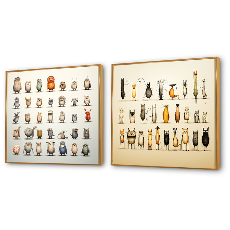 Ensemble de 2 décorations murales grises pour enfants avec motifs de chambre de bébé gris, Cadre flottant doré