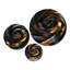 Spirales abstraites dans des tons dorés et noirs I - Ensemble de 3 panneaux muraux abstraits spirales en métal