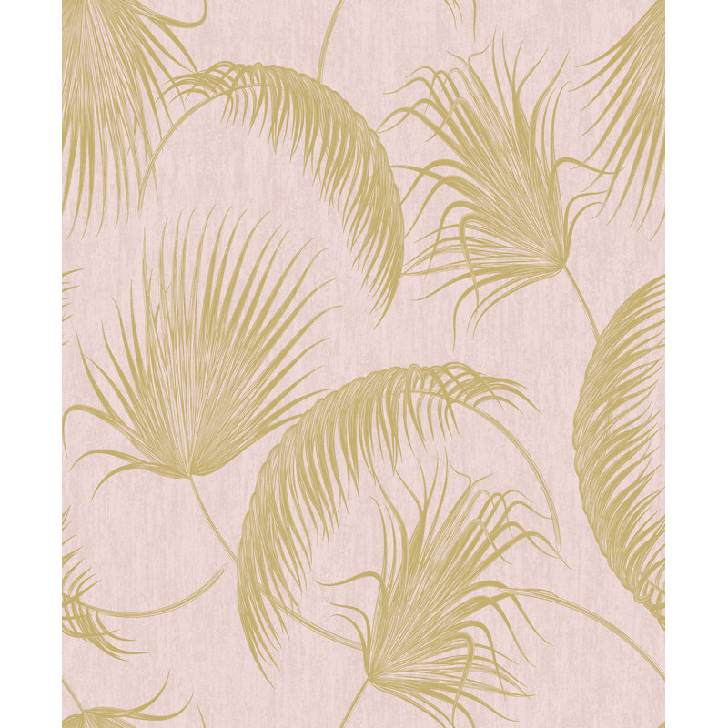 Oasis Leaves 10m x 53cm Metallic Finish Wallpaper Roll, Pink