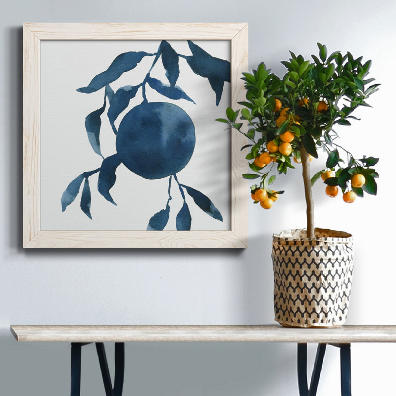 Toile encadrée Indigo Oranges IV-Premium - prête à être accrochée, H 31,5 po x l 31,5 po x P 1,5 po, Cadre blanc