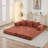 Modern Chenille Futon Sofa Bed With Pillows-120347288