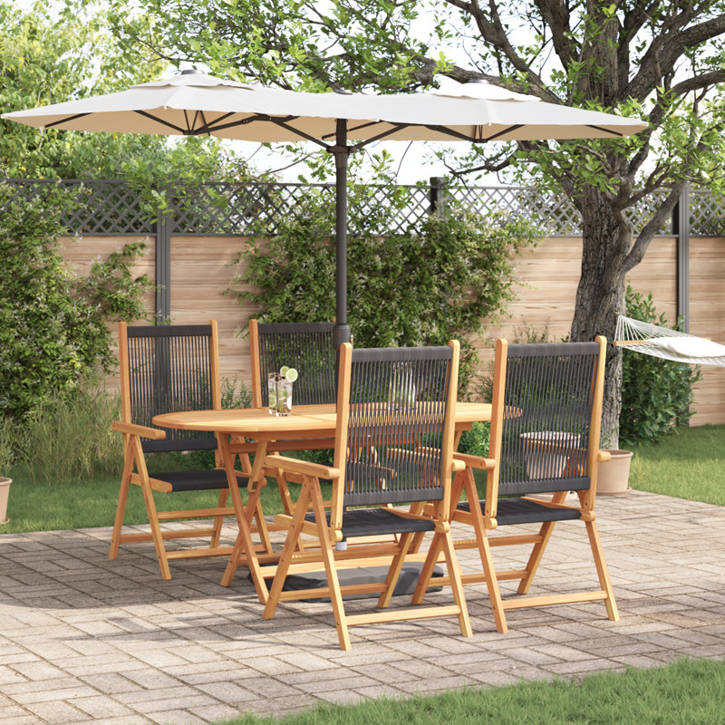 Garden Dining Set Folding Manual 5 Pcs, Black