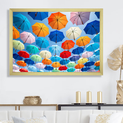 Rainbow Umbrellas Collage sur toile